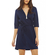 Zip front tie belt dress navy