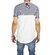 Crossover men's longline t-shirt white with striped panel