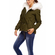 Women's short parka khaki with white faux-fur