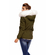 Women's short parka khaki with white faux-fur