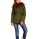 Women's cotton parka khaki with bordeaux faux-fur