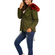 Women's cotton parka khaki with bordeaux faux-fur