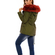 Women's cotton parka khaki with bordeaux faux-fur