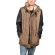 Men's sherpa lined parka jacket in brown with leather-look sleeves