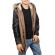 Men's sherpa lined parka jacket in brown with leather-look sleeves
