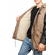 Men's sherpa lined parka jacket in brown with leather-look sleeves