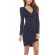 Wrap front long sleeved dress in navy