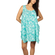 Sleeveless loose fit dress aqua with tropical print