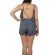 Open back playsuit blue with feather print
