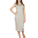 LTB Cipoya midi striped dress ecru-black