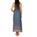 Maxi strap dress blue with retro print