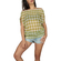 Skunkfunk Bardot sheer top in checked green