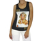 Women's sleeveless top with Paris Hilton print and rhinestones