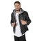 Men's faux leather jacket with detachable sweat hood