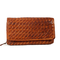Hill Burry RFID braided leather clutch wallet cognac