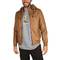 Men's faux leather jacket brown with detachable hood