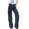 Acid Wash Cargo Jeans Black
