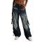 Alcott Cargo Baggy Fit Jeans Washed Medium Blue