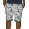 Men's chino shorts beige with blue Flamenco beach print