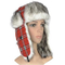 Aviator red check hat with faux-fur