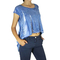 Bigbong women's marble print asymmetrical crop top blue