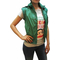 Women's hooded nylon sleeveless short jacket in green