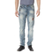 Men's distressed jeans with check patches