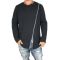 Men's longline sweatshirt Humanism black with asymmetrical zip