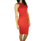 Embellished neckline bodycon dress in red