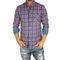 Missone men's blue checked shirt with denim details