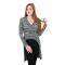 Agel Knitwear πλεκτή μπλούζα ανθρακί μελανζέ με V-λαιμό και μακριά πίσω
