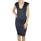 V front bodycon midi dress navy