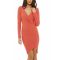 Wrap front long sleeved dress in coral