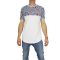 Crossover men's longline t-shirt white with striped panel