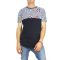 Crossover men's longline t-shirt navy with striped panel