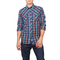 Men's check shirt petrol in slim fit