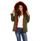 Women's cotton parka khaki with bordeaux faux-fur