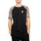 Crossover longline t-shirt black with animal sleeves
