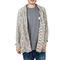 Men's open front longline cardigan ecru marl