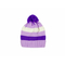 Knitted turn up pom beanie purple