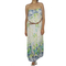 Strapless green floral maxi dress