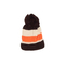 Pom pom beanie brown-beige-orange