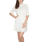 3/4 sleeve mini shirt dress white