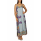 Maxi strap dress light blue with retro print