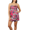 Strapless mini dress fuchsia printed