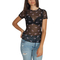 Daisy Street floral mesh top black