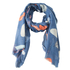 Scarf blue with colorful leaves and sequins