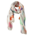 Scarf white with colorful leaves and sequins