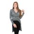 Agel Knitwear πλεκτή μπλούζα ανθρακί μελανζέ με V-λαιμό και μακριά πίσω