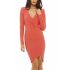 Wrap front long sleeved dress in coral
